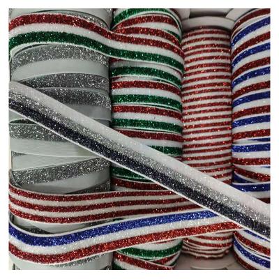 China High quality wholesale rose gold elastic glitter metallic velvet webbing clothing accessories high elastic elastic webbing belt for sale
