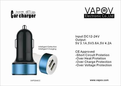 China Intelligent 4.2 A Allumium Alloy Dual USB Car Charger For Apple / Android Mobile Phone or Tablet PC for sale