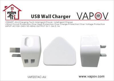 China SAA 2.1A Dual USB Smart Wall Charger AU plug For Samsung iPhone iPad Android mobile phone and tablet for sale