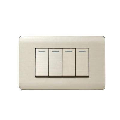 China Aluminum Strip Gold Push Button Aluminum Color 4 Plate Switch and Electrical Socket Thailand/Vietnam/Philippines Type for sale
