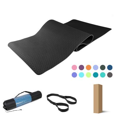 China Custom Fitness Mat Logo, Black Yoga Mat Workout Gym Band 6mm for sale