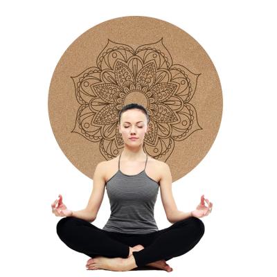 China Custom Yoga 5mm Circle 2pcs Logo Natural Cork Rubber Round Yoga Mat for sale