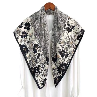 China Comfortable 2021 New Soft Square Scarf European And American Twill Scarf All-match Imitation Silk Scarf 90cm Large for sale