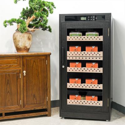 China Touch Digital Control Black Wood Frame Cigar Cooler Humidor With Door Lock for sale
