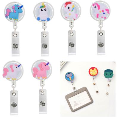 China Office School Style Cute Plastic Glossy Nurse ID Card Badge Reel Office Supply Hospital Medical Animal Rotate 360 Degree Badge Holder for sale