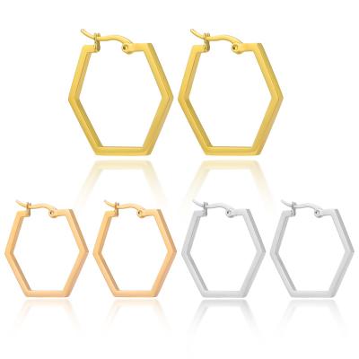 China New European and American Neo-Gothic stainless steel geometric hexagonal earrings, ladies temperament, personality wild earrings for sale