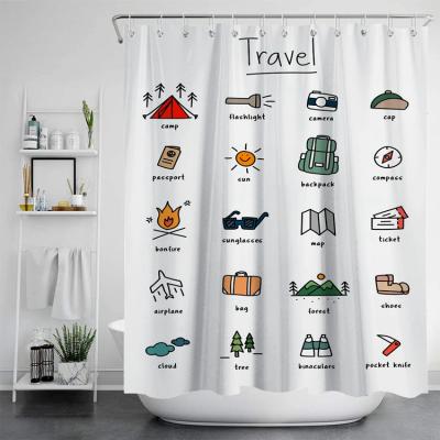 China Sustainable Customization Printing Bathroom Shower Curtain Custom Bathroom Curtain Plus Shower Curtain for sale