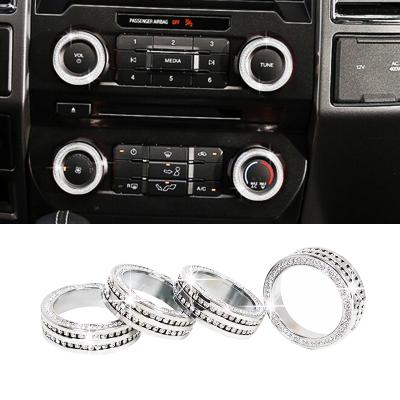China Car Interior for AC Button Ring Button Trim Vol. F150 Air Conditioner Switch Cover for Ford F150 XLT 2015-2021, Bling Crystal Rhinestone Aluminum 6pcs for sale