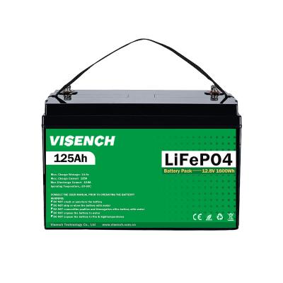 Cina Batteria di stoccaggio di energia Visench personalizzazione 12V 125Ah Rv Batteria al litio ferro fosfato 12V Lifepo4 Batteria in vendita