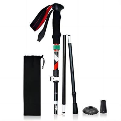 China Plastic (With LED Light) Outdoor Ultralight Mountain Walking Sticks Lightweight Walkfolding Aluminium Hiking Trekking Pole for sale