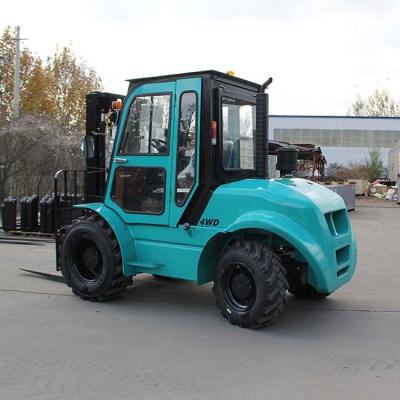 China 4000kgs Rough Terrain Forklift Truck Chinese Engine 4 Wheel Drive for sale