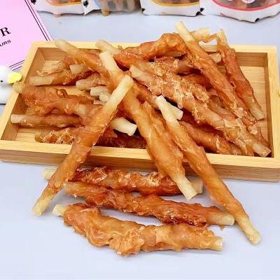 China Sustainable Rawhide Stick With Chicken Wrap Dog Food Dog Chews Bully Sticks Treats Training Snacks for sale