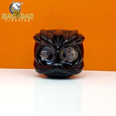China Plastic 13 Watts 2 Lens Red Devil Eyes lion Shape White Yellow Flashing Dual Color 12V Mini Driving Light LED Headlights for sale