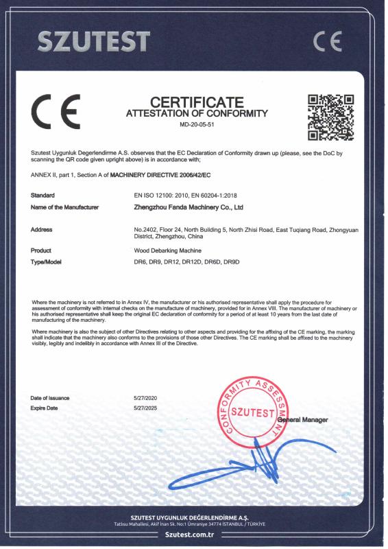 CE certificate - Zhengzhou Fanda Machinery Co., Ltd.