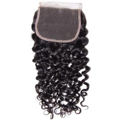 China Beautiful Top Quality Jerry Curly Natural Color Brazilian Remy Human Hair Lace Closure for sale
