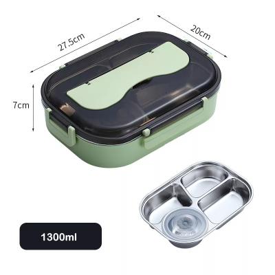 China Freshness Preservation Eco friendly 1300ml lunch box stainless steel airtight 4 compartment lunch box with soup bowl for sale