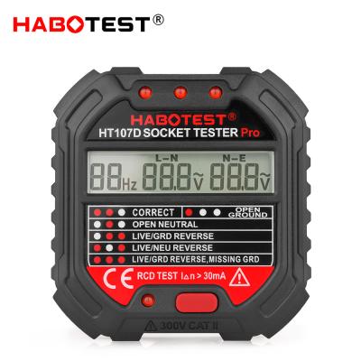 중국 LCD 디스플레이가 있는 HABOTEST HT107D RCD 테스트 EU 플러그 벽면 소켓 테스터 판매용