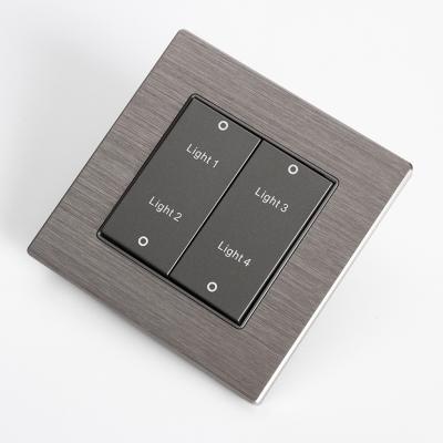 China Guang Gray Panel Hotel Touch Light Safety 4 Switch Hospital RF Smart Wifi Smart Home Glass Wall Switch for sale