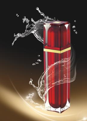 China empty 15ml 50ml 100ml square lotion spray red plastic cosmetic double layer bottle for sale