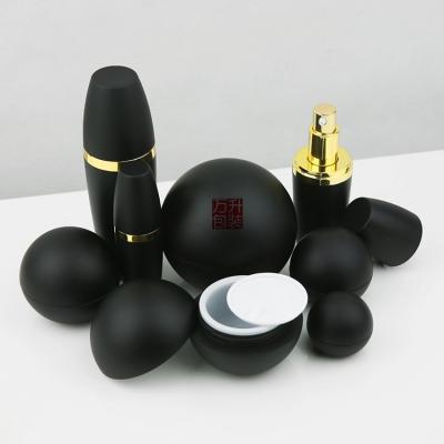 China 100ml 100gs matt black ball shape sphere cosmetic plastic cream jar for men's skin care bottle packaging for sale