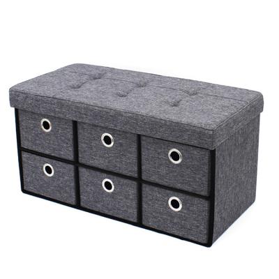 China Hot Sale Custom Modern Foldable Home Furniture Stools Seat Storage Cloth Stool Folding Canvas Bench With Drawers for sale