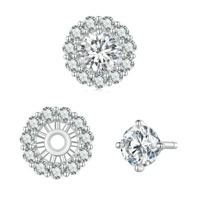 China New 50 Point Punk Sparkle Creative Type S925 Band Certificate Silver Mosanite Earrings Design Structure Earrings for sale