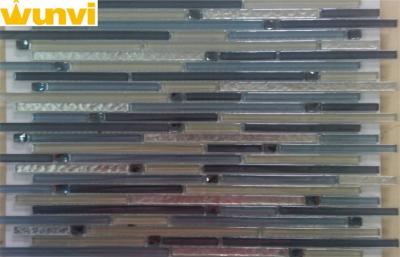 China Brushed Strip Mix Gray Color Mosaic Tiles With 10*10 Mirror Chips For Home Wall Dec. for sale