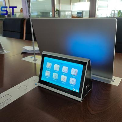 China Conference Room Meeting Solution Upgraded Double-sides Touch Screen Name Card Intelligent Computerized Data Group Edit Desktop LCD Name Card For Government for sale