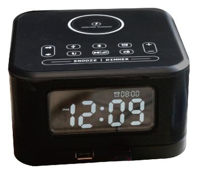 China Wireless Charging Hotel Alarm Clock Electric Radio Alarm Clock 10M 65dB for sale