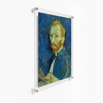 China Display Custom Clear Wall Mounted Acrylic Picture Frame Acrylic Floating Poster Picture Frame for sale