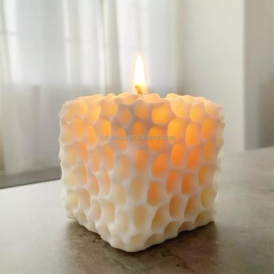 China Sustainable Non-Stick Handmade Resin Open DIY Aromatherapy Soap Silicone Molds 3D Honeycomb Shape Candle Candle Molds Silicone Cake Mold for sale