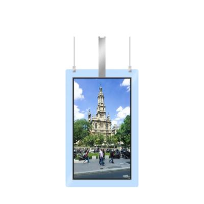 China New Invention Indoor Hanging Super Slim 43 Inch Double Sided Transparent LCD Kiosk Equipment for sale