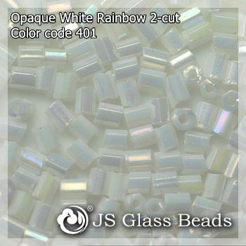 China High Quality Fashion JS Glass Seed Bead - 401# Rainbow Opague White 2-CUT Beads For Garment And Jewelry for sale