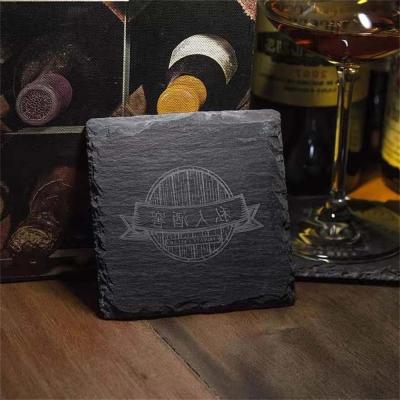 China ACMER DIY Stone Coaster Slate Stone Drink Coasters Black Natural Edge For Bar And Home for sale