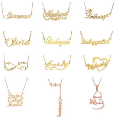 China Wholesale Fashion Romantic 2022 Custom Name Letter Alphabet Choker Chain 18k Gold Plated Stainless Steel Jewelry Pendant Necklace for sale