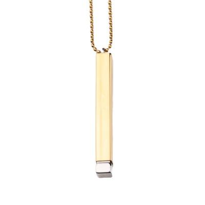 China Hiphop Valentine Gift Stainless Steel Hidden Pendant Engraved Logo Blank Bar Jewelry Custom Necklace for sale