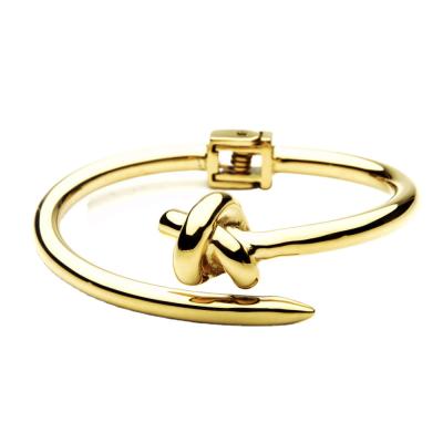 China 2022 TRENDY Trendy Nail Knot Stainless Steel Cuff Bangles Knot Gold Color Bangle Bracelet For Women Cuff Bracelets Pulseiras for sale