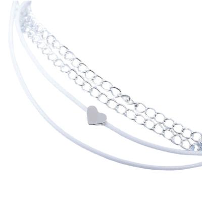 China CLASSIC Bohemian Adjustable Foot Jewelry Women Girls Beach Anklet Chain Bracelet Silver Plated Beaded Heart Charm Anklet for sale