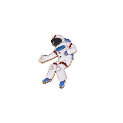 China Han Edition Korean E-commerce Goods Fast Ship Cute Metal Colorful Cartoon Gold Star Astronaut Brooch Available Sample for sale