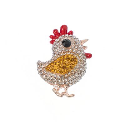 China Cartoon Gold Plated Full Animal Brooch Jewelry Brooch Chicken Rhinestone Fashion Brooch Factory Direct Wholesale Supply for sale