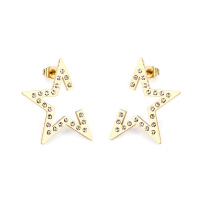 China Luxury Romantic Stainless Steel Letter C Jewelry 18k Gold Plated Star Stud Earring For Women for sale