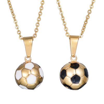 China Brazil Popular Creative Flexible Steel Football Hiphop Titanium Necklace Gold Pendant For Men for sale