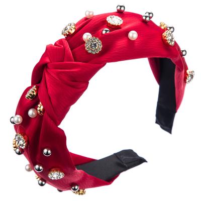 China Hair Band Fashion Hair Accessories Headband Pearl Headbands Rhinestone Pearl Headband for Women and Girls for sale