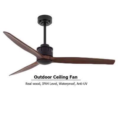 China 42 inch 52 inch Modern DC motor afstandsbediening Solid Wood Blade Led Plafond ventilator Met licht Te koop