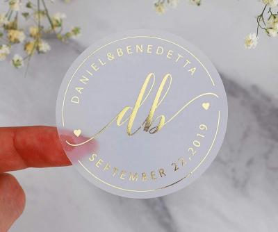 China Waterproof Best Seller Custom Clear Frosted Transparent Gold Silver Hologram Foiled Logo Label Sticker for sale
