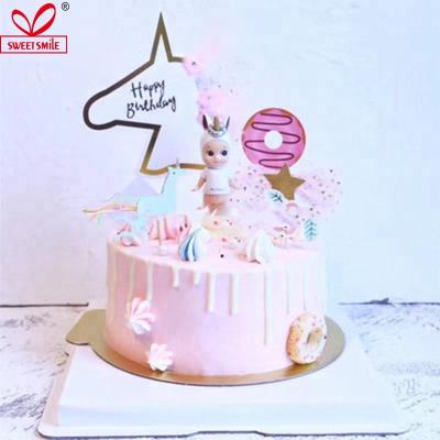 China Popular High Quality Paper Sales Unicorn Birthday Party Cake Toppers for sale