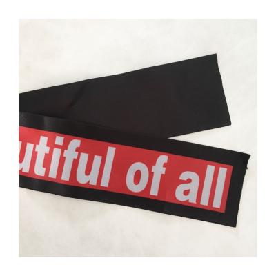 China Christmas custom decorating satin ribbon band with logo printed gift ribbon/satin band webbing for Christmas gifts ribbons clothing label for sale