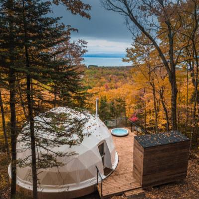 China High End Hotel Resort PVC Outdoor Leisure Round Canvas Snow Resistance Quality Glamping Dome Geodesic House Tent for sale