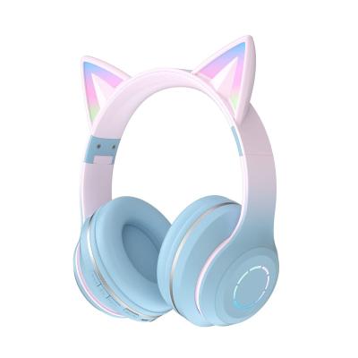 China Fast Charge 2023 new model bt029c hot selling led light cat ear bt headset headphone luminous foldable tf card stereo wireless earphone ST8 for sale