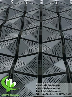 China 3D shape Perforated metal cladding aluminium facades round holes silver color for building wall for sale